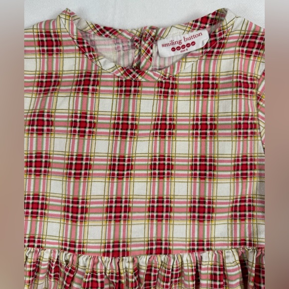 SMILING BUTTON Girls' Tartan‎ Plaid Long Sleeve Countryside Dress Playful Size 5 - Picture 5 of 10